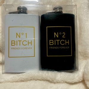 Black white and gold flask
